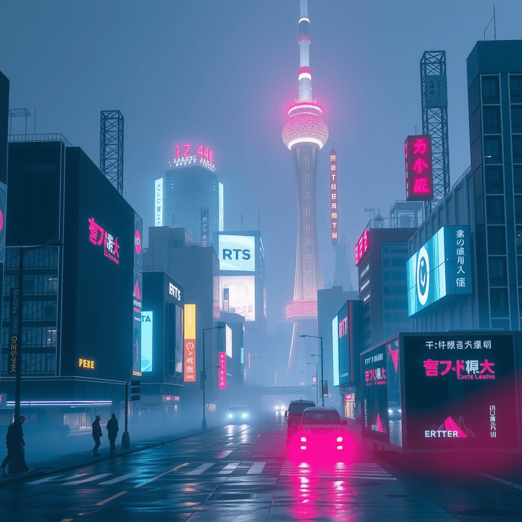 AI-generated cyberpunk cityscape