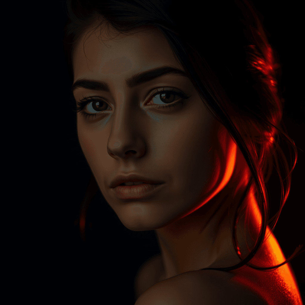 AI-generated portrait with dramatic lighting